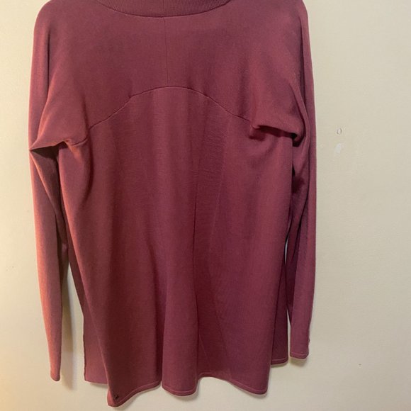 LULULEMON BLISSFUL ZEN MERINO WOOL SIDE SLIT SWEATER CARDIGAN MERLOT/ROSE Size 6 - Picture 6 of 9